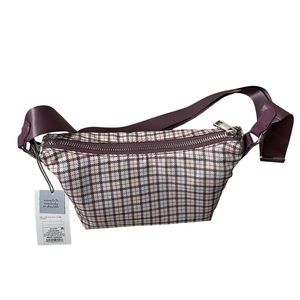 Purse a new day  mauve and cream plaid crossbody or shoulder bag